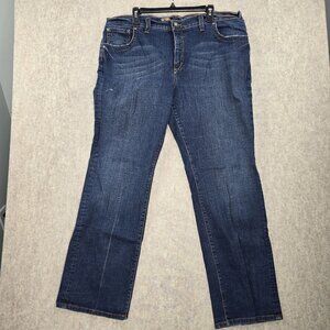 Vikki Vi Women Relaxed Fit Embroidered Denim Jeans Dark Wash Blue Size 22 Cotton